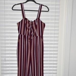 Plum, Blue, White Striped jumpsuit